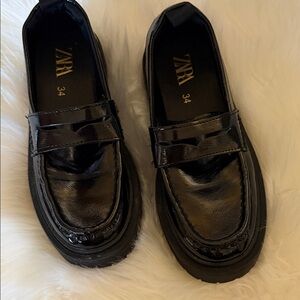 Zara Shiny Black Loafers